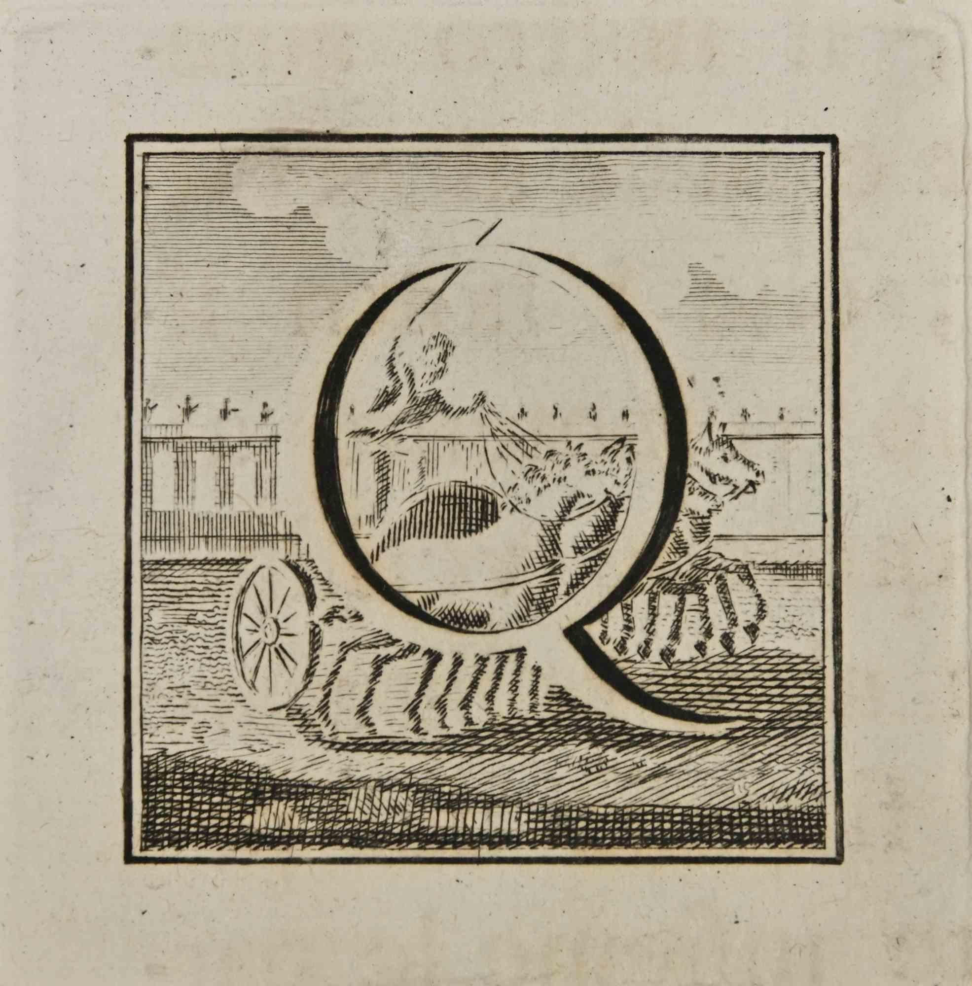 Lettre de l'alphabet D,  de la série "Antiquités d'Herculanum", est une gravure sur papier réalisée par Luigi Vanvitelli au 18ème siècle.

Bon état avec quelques rousseurs.

La gravure appartient à la suite d'estampes "Antiquités d'Herculanum