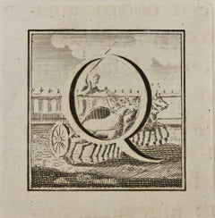 Letter of the Alphabet Q - Etching by Luigi Vanvitelli - 18th Century