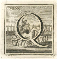 Letter of the Alphabet Q - Etching by Luigi Vanvitelli - 18th Century