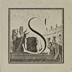 Letter of the Alphabet S – Radierung von Luigi Vanvitelli – 18. Jahrhundert