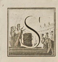 Letter of the Alphabet S - Etching by Luigi Vanvitelli - 18th Century