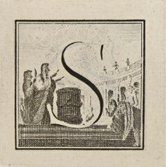 Buchstabe des Alphabets S - Radierung von Luigi Vanvitelli - 18. Jahrhundert