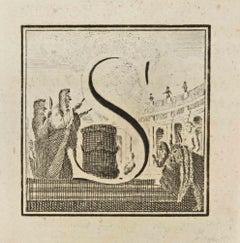 Buchstabe des Alphabets S - Radierung von Luigi Vanvitelli - 18. Jahrhundert