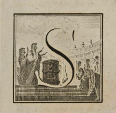 Letter of the Alphabet S  - Etching by Luigi Vanvitelli - 18th Century