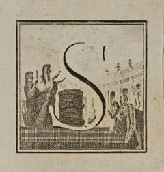 Lettera dell'alfabeto S  - Acquaforte di Luigi Vanvitelli - XVIII secolo