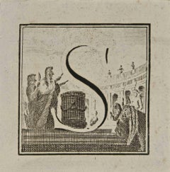 Letter of the Alphabet  S - Etching by Luigi Vanvitelli - 18th Century