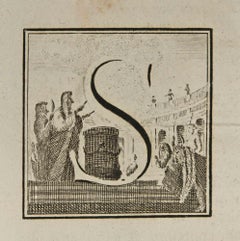 Buchstabe „Alphabet  S  - Radierung von Luigi Vanvitelli – 18. Jahrhundert