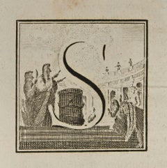 Lettera dell'alfabeto  S  - Acquaforte di Luigi Vanvitelli - XVIII secolo