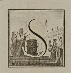 Letter of the Alphabet S – Radierung von Luigi Vanvitelli – 18. Jahrhundert