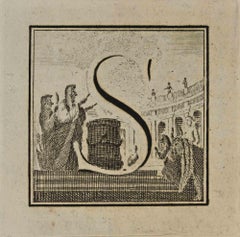 Letter of the Alphabet S - Etching by Luigi Vanvitelli - 18th Century