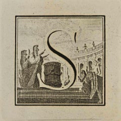Letter of the Alphabet S  - Etching by Luigi Vanvitelli - 18th Century