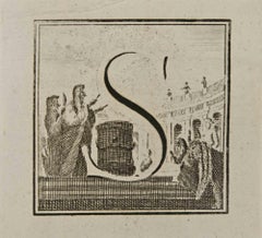 Letter of the Alphabet S - Gravure de Luigi Vanvitelli - 18ème siècle