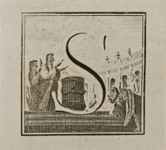 Letter of the Alphabet S - Etching by Luigi Vanvitelli - 18th Century