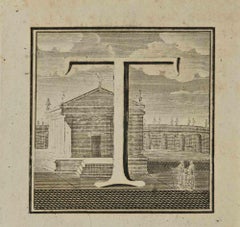 Letter of the Alphabet T - Etching by Luigi Vanvitelli - 18th Century