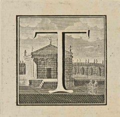 Buchstabe des Alphabets T - Radierung von Luigi Vanvitelli - 18. Jahrhundert