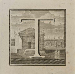 Letter of the Alphabet T - Etching by Luigi Vanvitelli - 18th Century