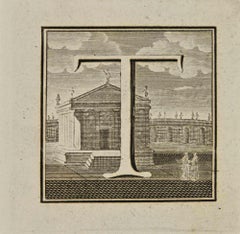 Letter of the Alphabet T - Etching by Luigi Vanvitelli - 18th Century