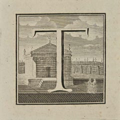 Letter of the Alphabet T - Etching by Luigi Vanvitelli - 18th Century