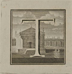 Lettre de l'Alphabet T - Gravure de Luigi Vanvitelli - 18ème siècle