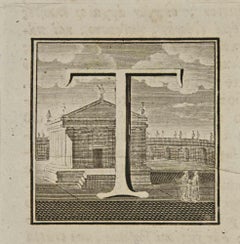 Letter of the Alphabet T - Etching by Luigi Vanvitelli - 18th Century