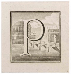 Lettera P - Acquaforte di Luigi Vanvitelli - XVIII secolo