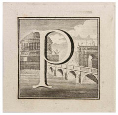 Lettera P - Acquaforte di Luigi Vanvitelli - XVIII secolo