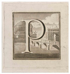 Lettera P - Acquaforte di Luigi Vanvitelli - XVIII secolo