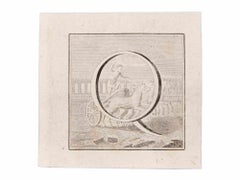 Antique Letter Q - Etching by Luigi Vanvitelli - 18th Century