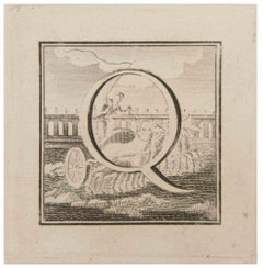 Letter Q - Etching by Luigi Vanvitelli - 18th Century