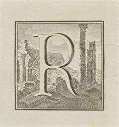 Letter R - Etching by Luigi Vanvitelli - 18th Century