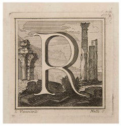 Lettera R - Acquaforte di Luigi Vanvitelli - XVIII secolo
