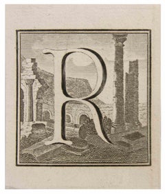 Lettera R - Acquaforte di Luigi Vanvitelli - XVIII secolo