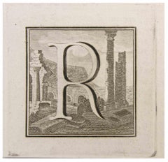Lettera R - Acquaforte di Luigi Vanvitelli - XVIII secolo