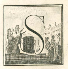 Antique Letter S - Etching by Luigi Vanvitelli - 18th Century