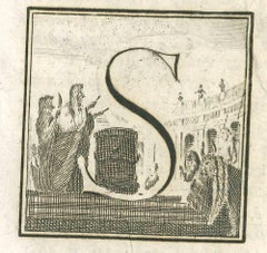 Lettera S - Acquaforte di Luigi Vanvitelli - XVIII secolo