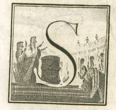 Letter S - Etching by Luigi Vanvitelli - 18th Century