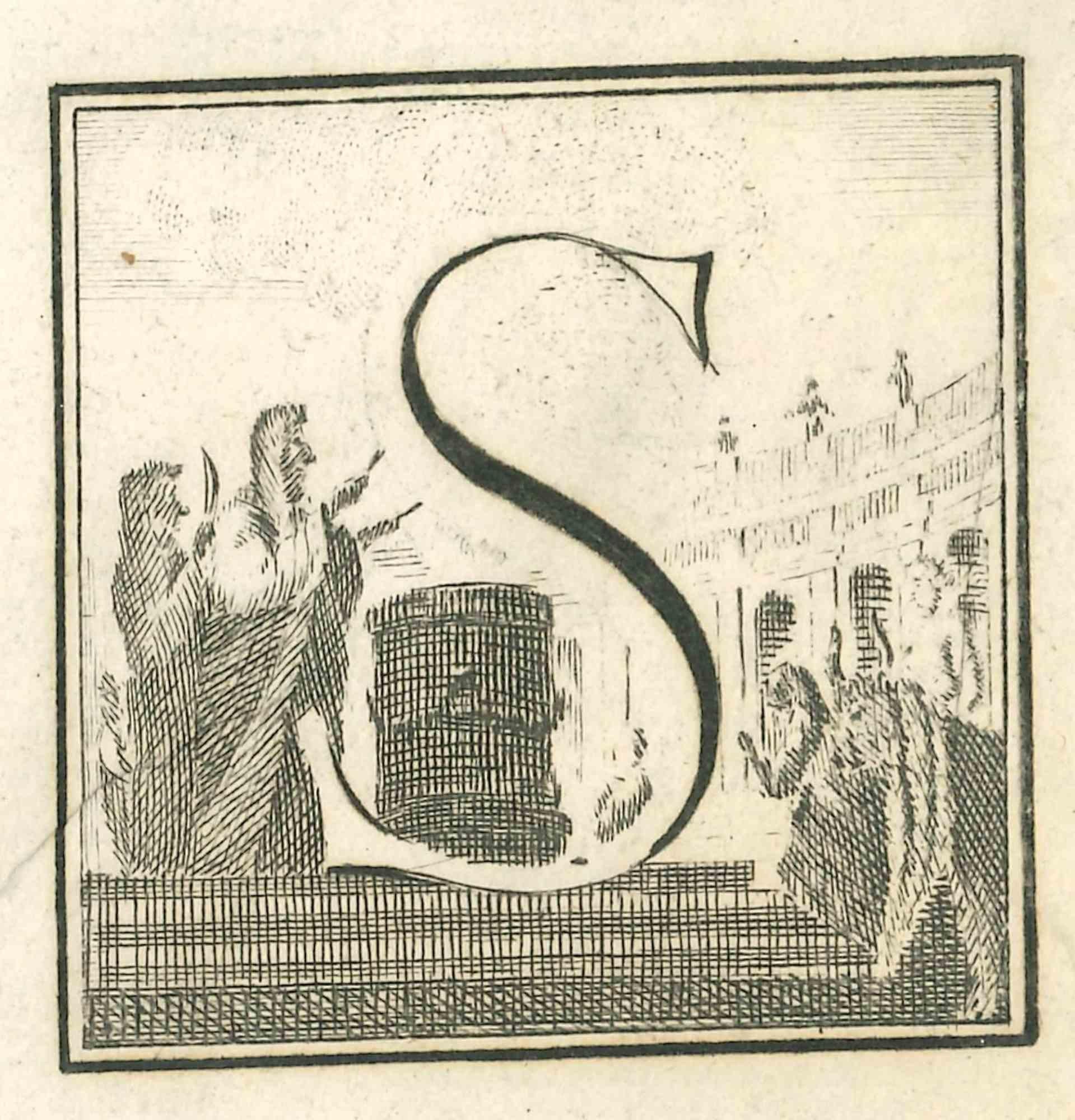 La lettre S est une gravure réalisée par Luigi Vanvitelli au XVIIIe siècle.

La gravure appartient à la suite d'estampes "Antiquités d'Herculanum exposées" (titre original : "Le Antichità di Ercolano Esposte"), un volume de huit gravures des