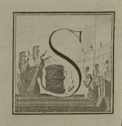Letter S - Etching by Luigi Vanvitelli - 18th Century