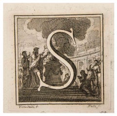 Letter S - Etching by Luigi Vanvitelli - 18th Century
