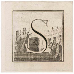 Letter S - Etching by Luigi Vanvitelli - 18th Century