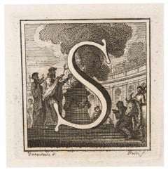 Letter S - Etching by Luigi Vanvitelli - 18th Century