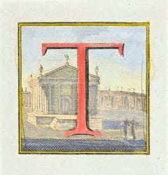 Buchstabe T - Radierung von Luigi Vanvitelli - 1780
