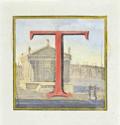 Buchstabe T - Radierung von Luigi Vanvitelli - 1780
