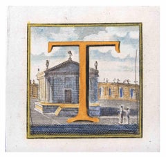 Letter T - Etching by Luigi Vanvitelli - 18th Century