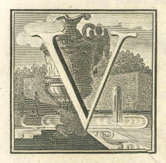 Letter V - Etching by Luigi Vanvitelli - 18th Century