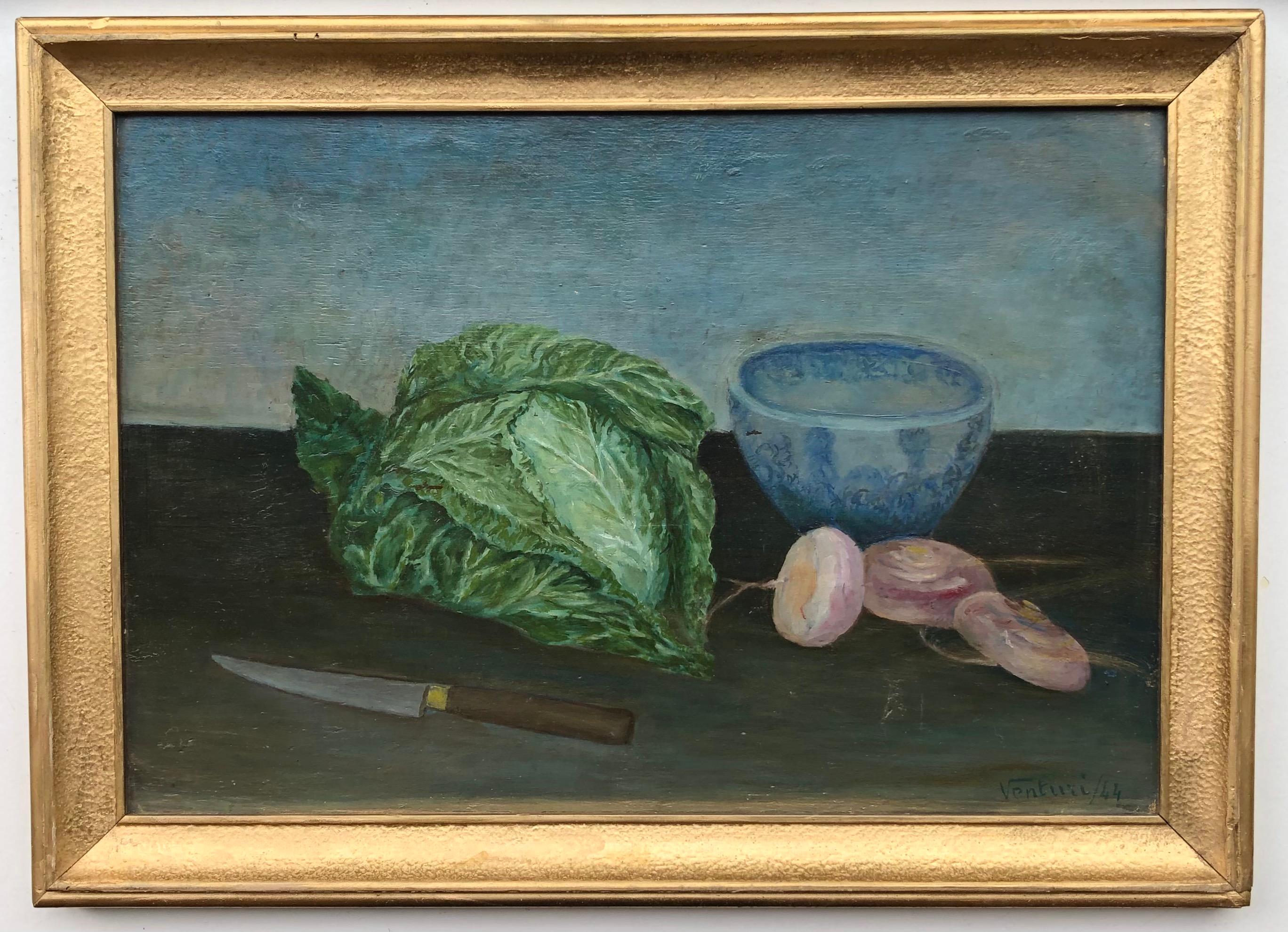 Natura morta con rape e cavoli - Painting di Luigi Venturi