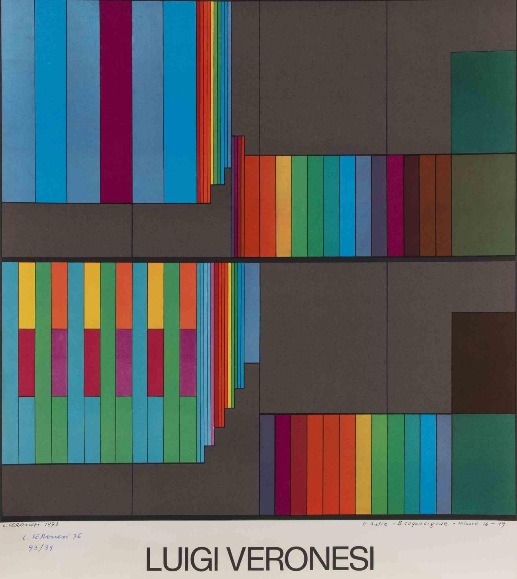 Abstract Composition  is a lithograph, realized in the 1970s by  Luigi Veronesi .

Hand-signed in the lower left.

Numbered. edition of 99.

In very good condition.

The artwork represents a poetical creation with color and shapes, with particular