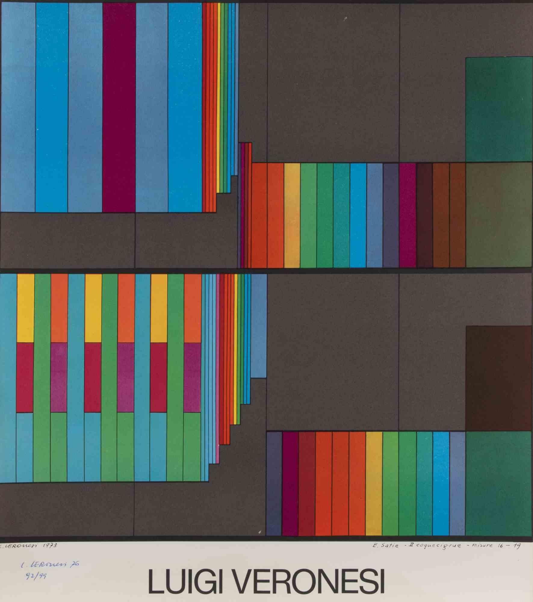 Abstract Composition - Lithograph by Luigi Veronesi - 1976