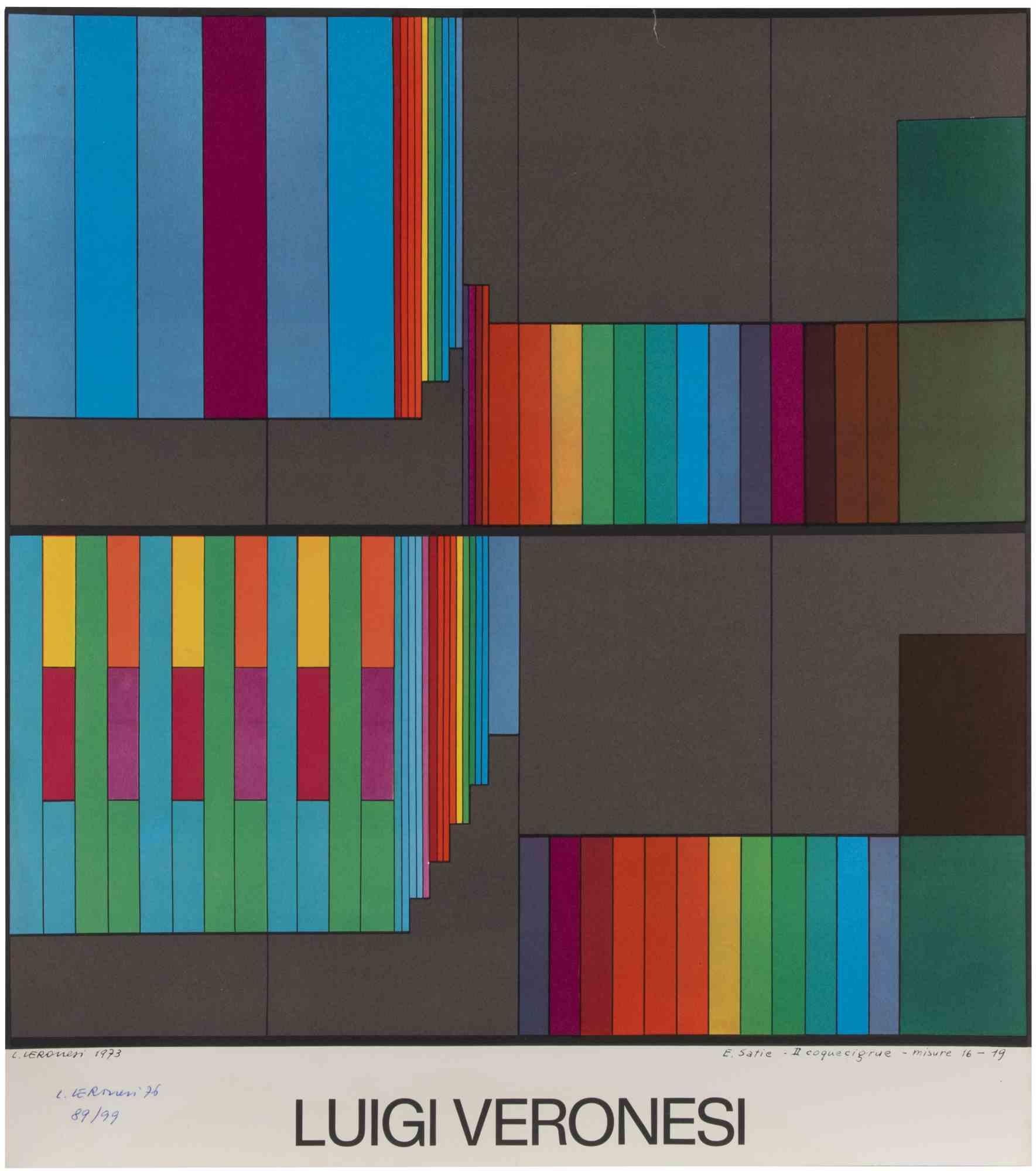 Abstract Composition  is a lithograph, realized in the 1970s by  Luigi Veronesi .

Hand-signed in the lower left.

Numbered. edition of 99.

In very good condition.

The artwork represents a poetical creation with color and shapes, with particular