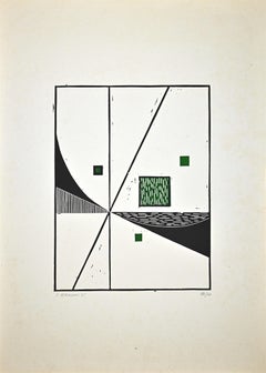 Composition - Original Linocut by Luigi Veronesi - 1975